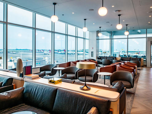 The nearly 14,000-square-foot Club, which will operate alongside the Club on Terminal 4, Concourse B, seats more than 250 guests and includes sweeping views of the airfield.