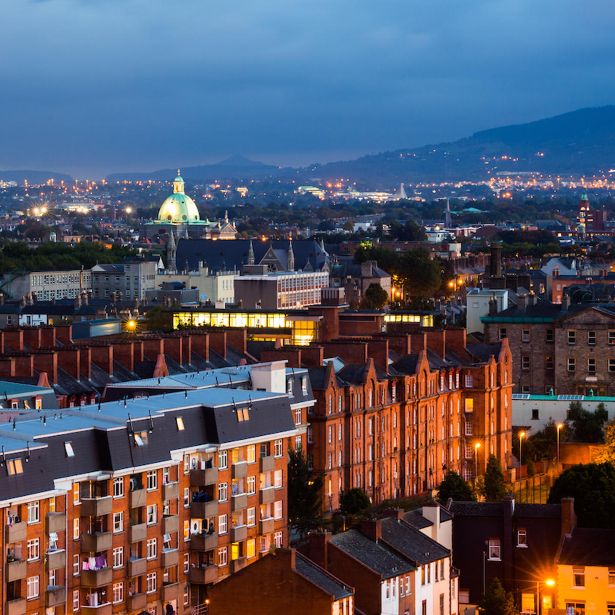 A view over the skyline of Dublin City looking towards Rathmines.