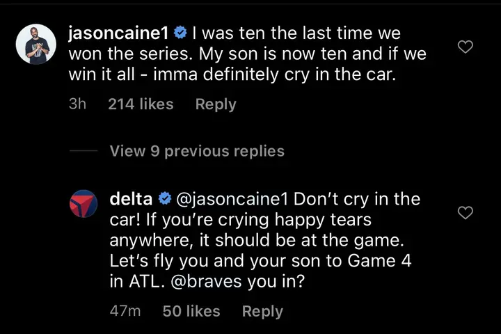 Jason Caine Atlanta Braves Fan Surprise and Delight Twitter