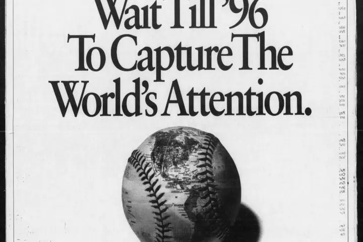 Delta's ad from 1995 congratulating the Braves.