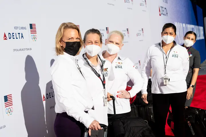Team USA Sendoff LAX Hangar Flight Attendants