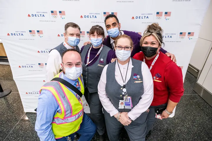 Delta welcomes home Team USA from Olympic Winter Games Beijing 2022 in Salt Lake City.