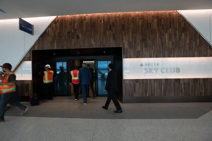 Ed Bastian takes a walkthrough of the new Delta Sky Way on March 28, 2022.