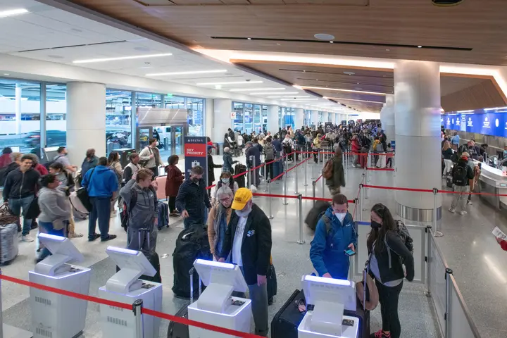 Customers at the new Delta Sky Way at LAX.
