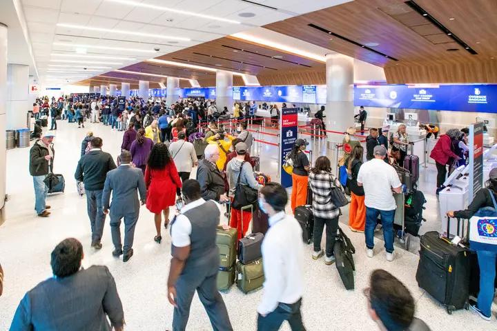 Customers at the new Delta Sky Way at LAX.