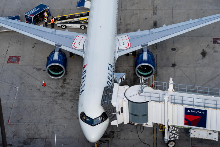A321neo parked at gate at Boston Logan Airport