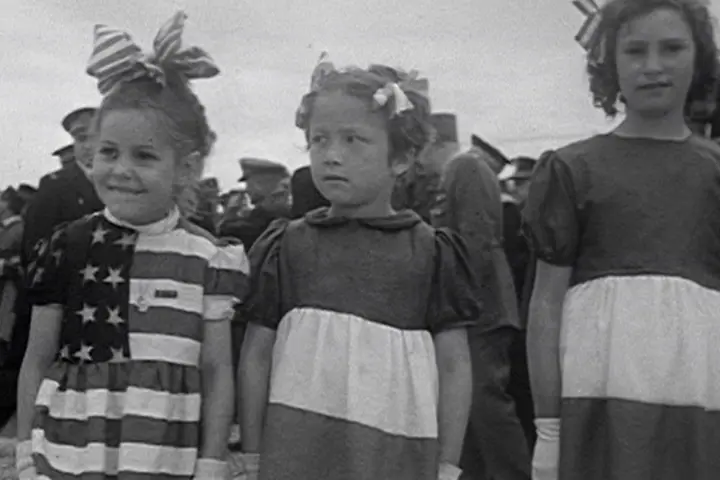 As ‘The Girl Who Wore Freedom,’ Dany is seen pictured as a child wearing a dress made from parachutes of the American soldiers who liberated her and her family 78 years ago. 