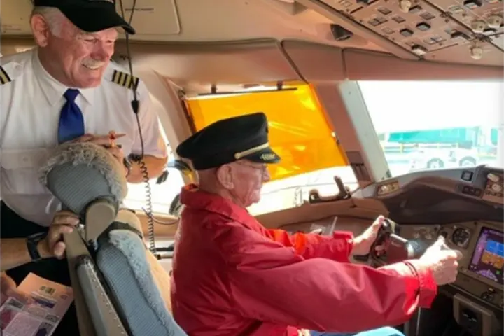 Captain Pat McCormick with WWII veteran Tom Rice