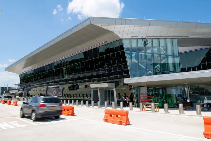 Exterior view of Delta's terminal at LaGuardia, daytime