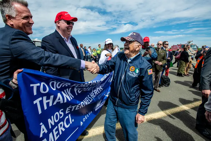 U.S. veterans of World War II touched down Thursday in Normandy, France, as part of the upcoming 78th anniversary of the D-Day landings.