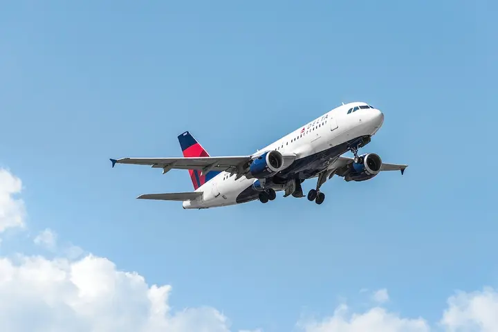 Delta Airbus 319-100 in flight
