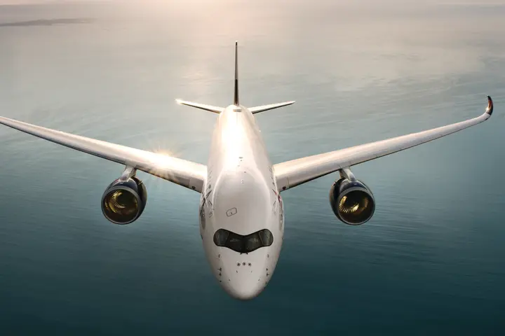 Front of an A350-900 in flight