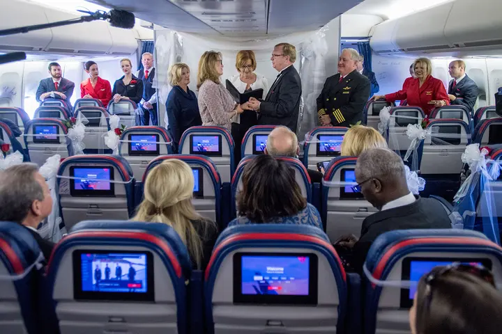 Wedding bells ring as Queen of the Skies takes final flight