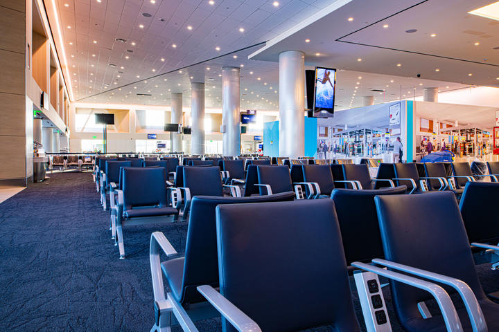 Spacious seating at Delta's new T3 facility at LAX