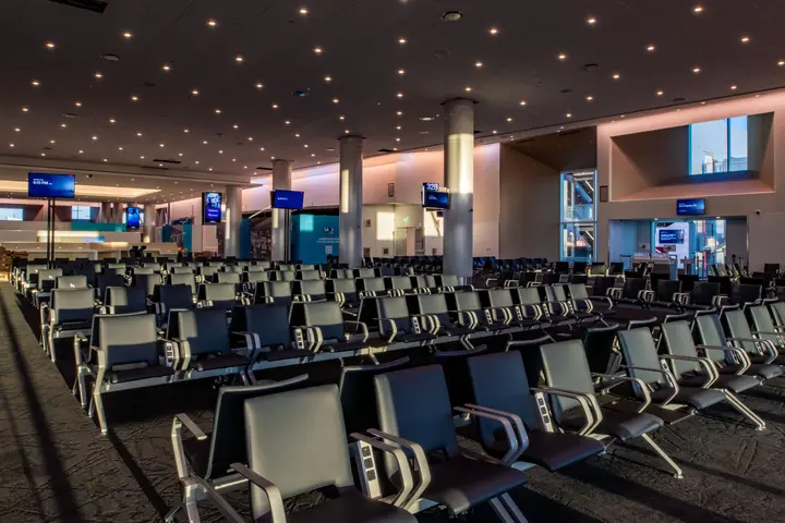 Spacious seating at Delta's brand-new T3 facility at LAX