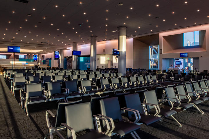 Spacious seating at Delta's brand-new T3 facility at LAX