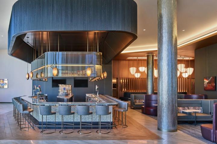New Delta Sky Club at O'Hare Airport features modern touches.
