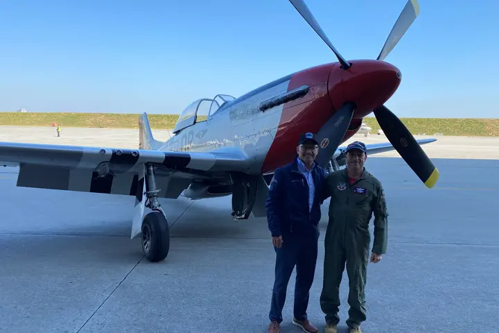 Jerry Allen and retired Col. John Currenti, Delta First Officer, pose on Nov. 4, 2022, at the annual veterans celebration.
