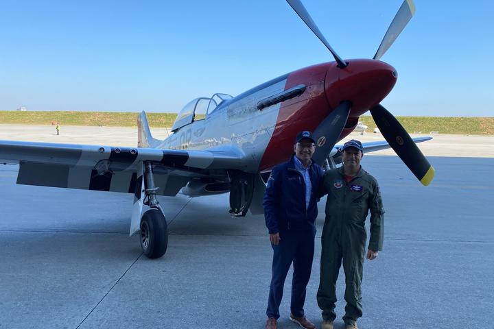 Jerry Allen and retired Col. John Currenti, Delta First Officer, pose on Nov. 4, 2022, at the annual veterans celebration.