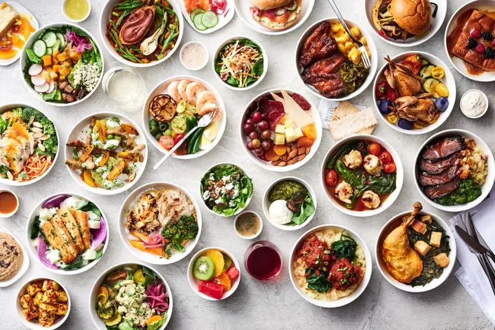 A variety of dishes that First Class and Delta One customers can choose on select flights.