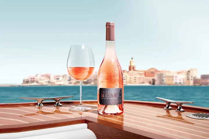 A glass of La Fête du Rosé 
