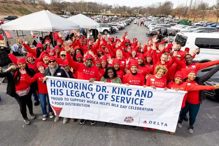 A group of Delta employees volunteer at Hosea Helps in Atlanta during the annual "Hosea Helps Festival of Services" event.