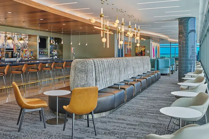 A view of the main lounge at the new Delta Sky Club at MCI