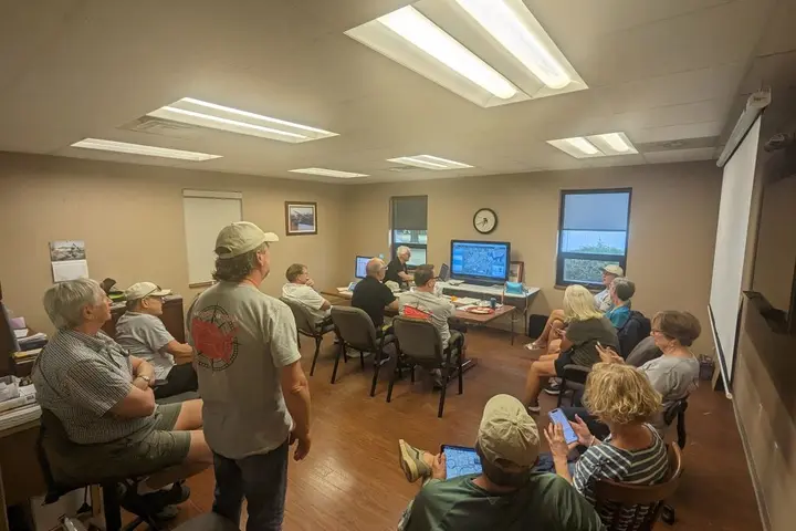 A coordination team back at Henry County Airport eagerly watched on as Delta pilots Barry Behnfeldt and Aaron Wilson, along with their in-flight technician Thomas Tweedy, touched down at Portland International Jetport – their final stop on their attempt to fly through 48 states in 48 hours.