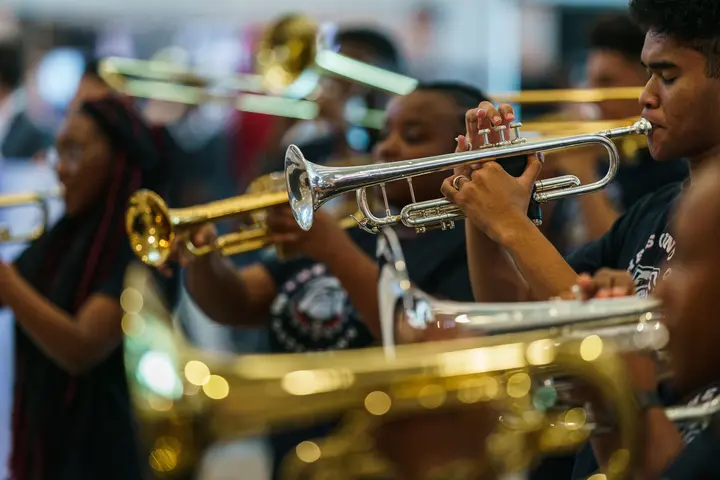 The Dutchtown High School marching band, also traveling to Normandy to play during the D-Day Commemoration, treated the WWII veterans to a special performance followed by an honor guard ceremony. 