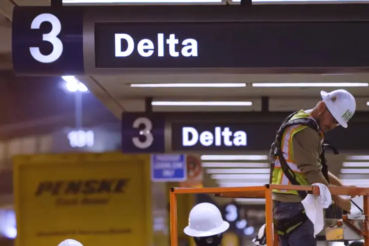 Construction during the early stages of Delta's terminal move at LAX.