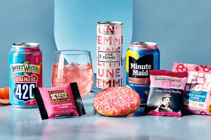 Pink-themed Delta products being offered during the month of October to support Breast Cancer Research Foundation