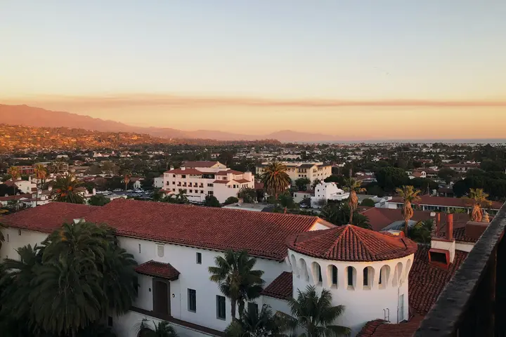 Scenic view of Santa Barbara's Spanish-influenced architecture 