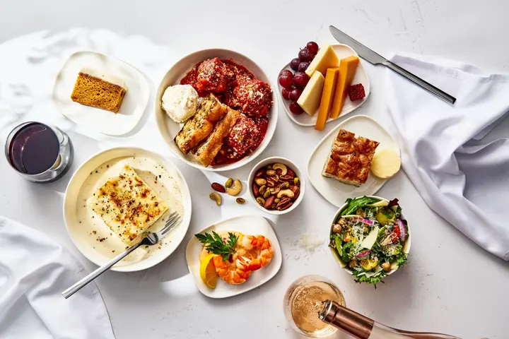 Multi-course dining experience in Delta One domestic transcontinental flights