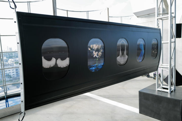 Elliot and Erick Jiménez's artwork on display in Delta's Open Air Gallery at Miami Art Week.