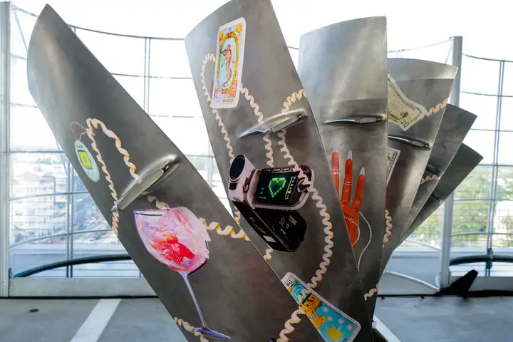 Olivia Pedigo's artwork on display in Delta's Open Air Gallery at Miami Art Week.