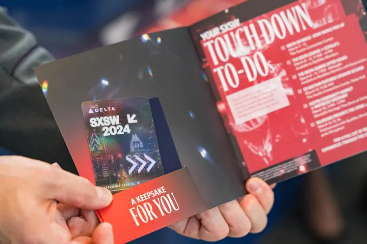 Delta's Ascend curated SXSW 2024 guide and zine surprised and delighted SkyMiles members, featuring a limited-edition holographic collector's card commemorating the event.