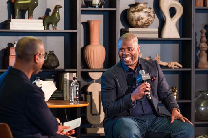 Dwight James,&nbsp;SVP, Customer Engagement & Loyalty, CEO, Delta Vacations, speaks with&nbsp;Justin Fenner, Robb Report's senior editor, during the "Premium Experience, Elevated Membership"&nbsp;panel at House of Robb on March 10 during SXSW 2024. Dwight provided an overview about how Delta is elevating what it means to be a SkyMiles® member while delivering relevant value to customers.