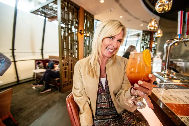 The Austin Sky Club offered two cocktails, the blackberry moonrise (pictured) and the corona colada, to celebrate the total solar eclipse on April 8, 2024.