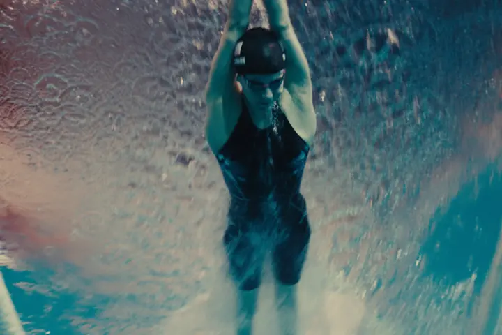 A still from the "Time" spot in Delta's campaigns for the Paris 2024.