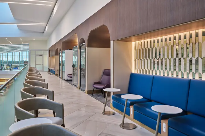 Veranda area of Delta's new CLT Sky Club