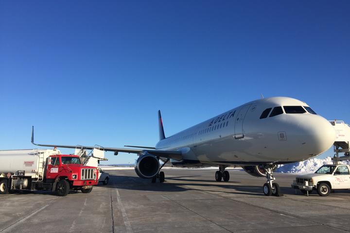 A321-200 refueling in Goose Bay, Canada
