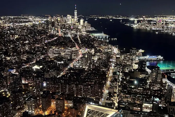 An aerial view of New York City.