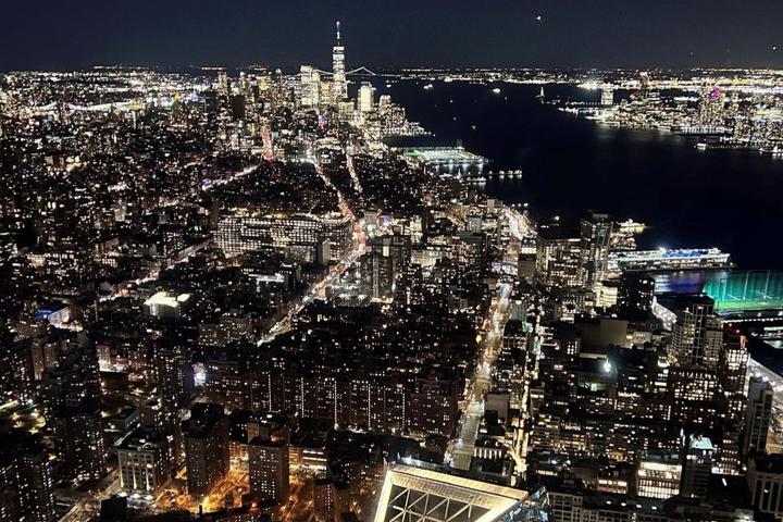 An aerial view of New York City.