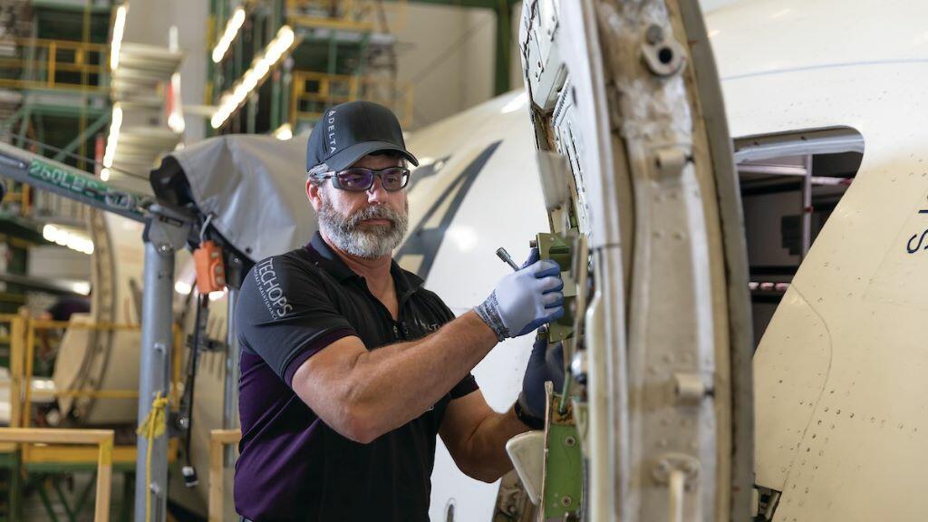 A Tech Ops employee at work.