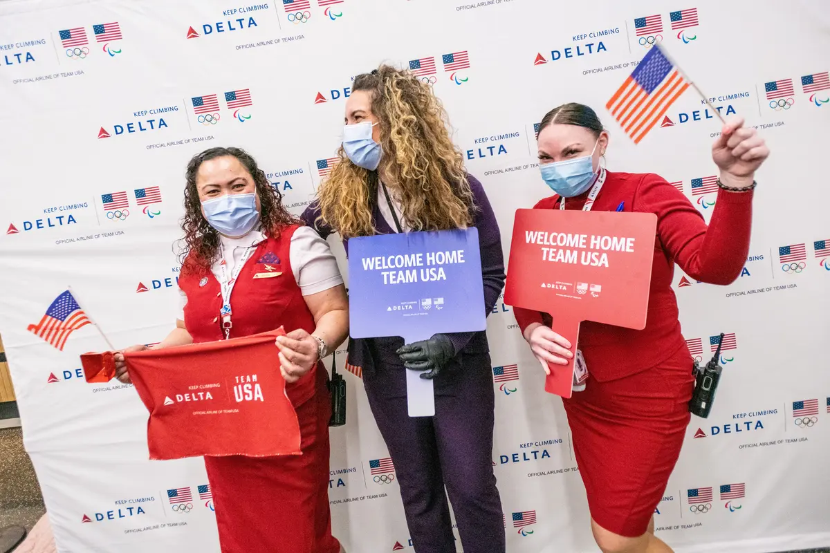 Team USA athletes arrive at Salt Lake City International Airport in Salt Lake City, Utah on Monday, February 21, 2022. (CHRIS RANK/RANK STUDIOS) (Team USA athletes arrive at Salt Lake City International Airport in Salt Lake City, Utah on Monday, Febru
