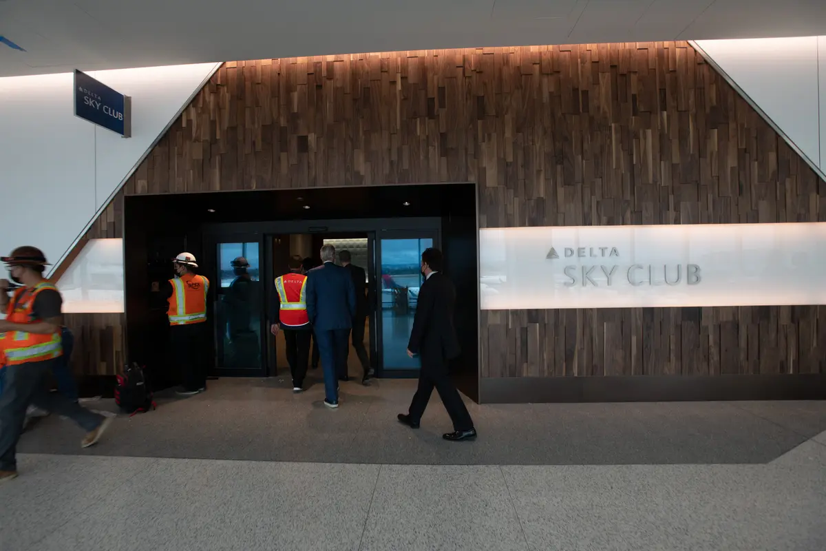 Ed Bastian takes a walkthrough of the new Delta Sky Way on March 28, 2022.