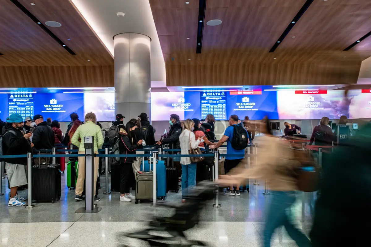 Customers at the new Delta Sky Way at LAX.