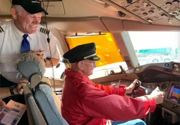 Captain Pat McCormick with WWII veteran Tom Rice