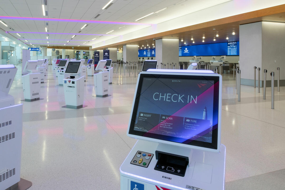 Check-in area at Delta’s LaGuardia terminal