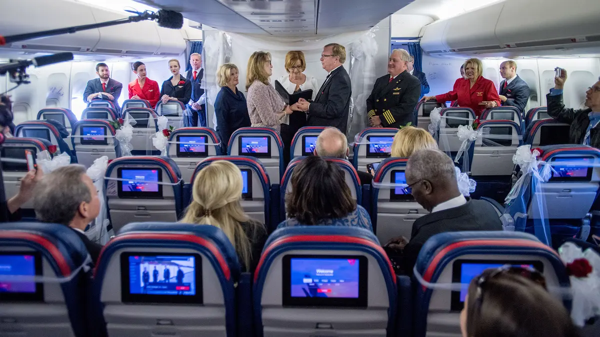 Wedding bells ring as Queen of the Skies takes final flight